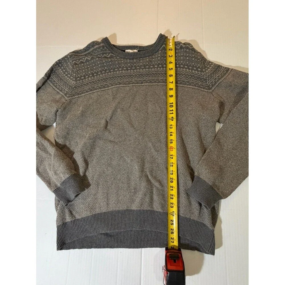 British Khaki XL Gray Fair Isle Crewneck Sweater Knit Long Sleeve Men’s